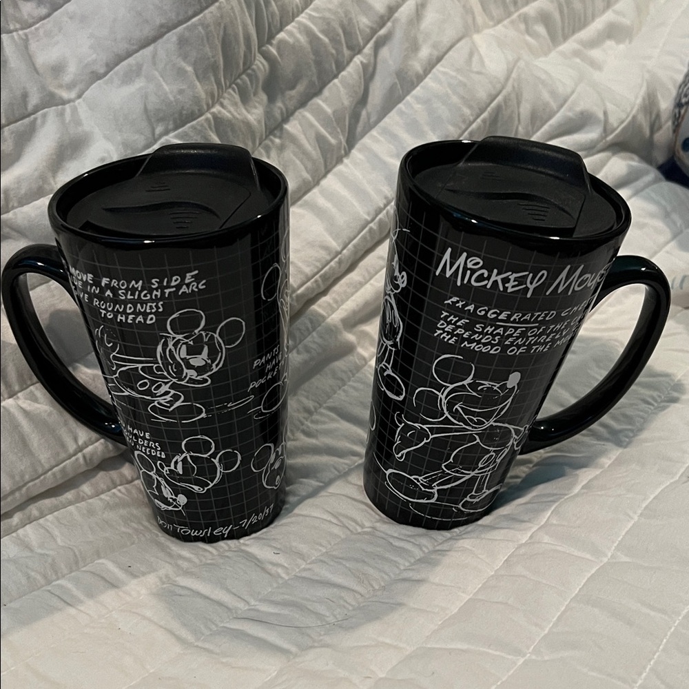 Walt Mickey Mouse Black Travel Mug Set